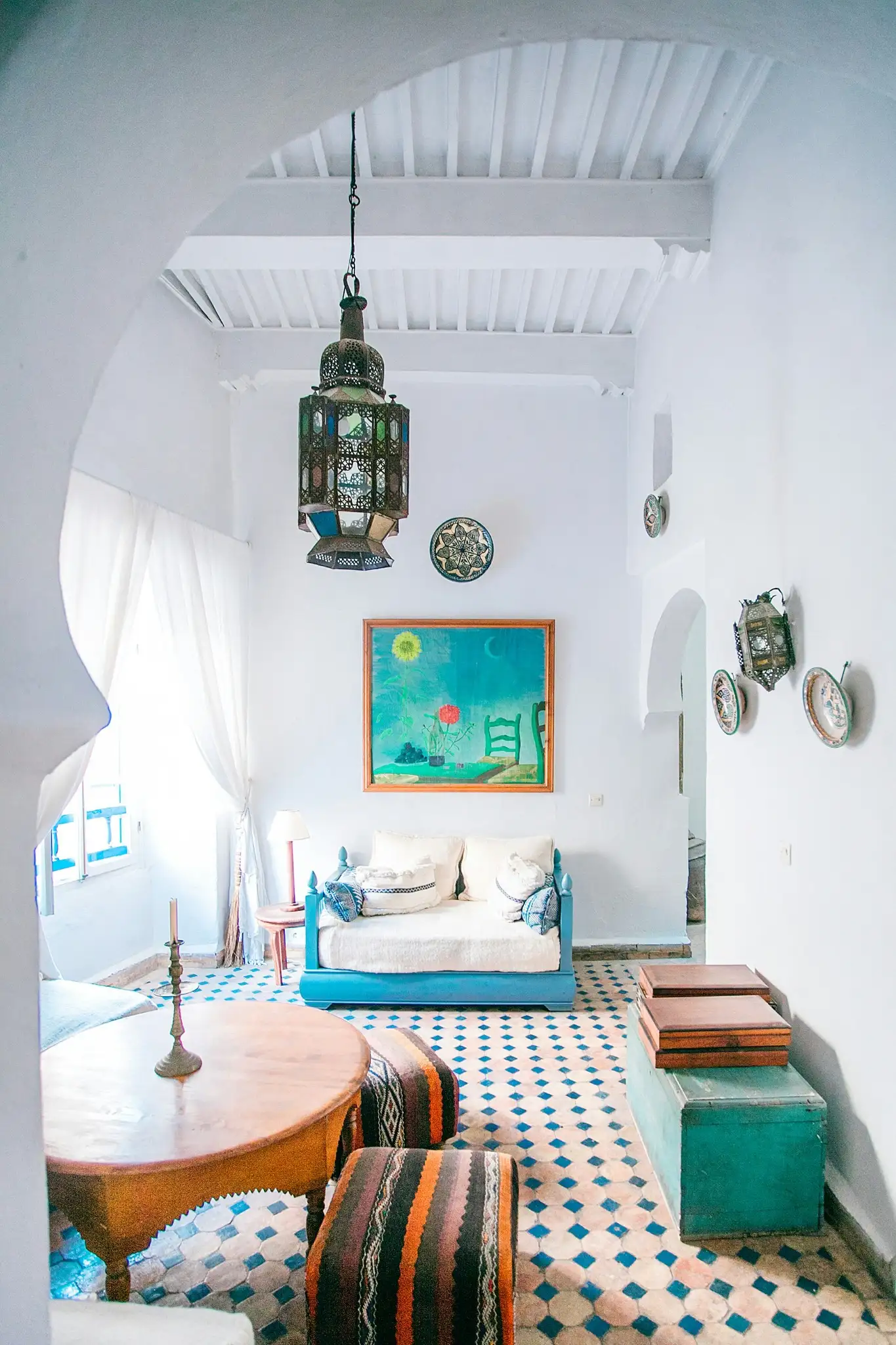 Traditional riad courtyard in Essaouira, Morocco