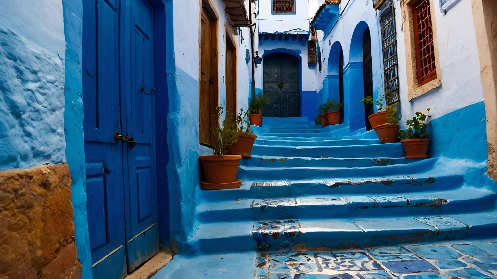 Chefchaouen mountain town views on Morocco two day tour