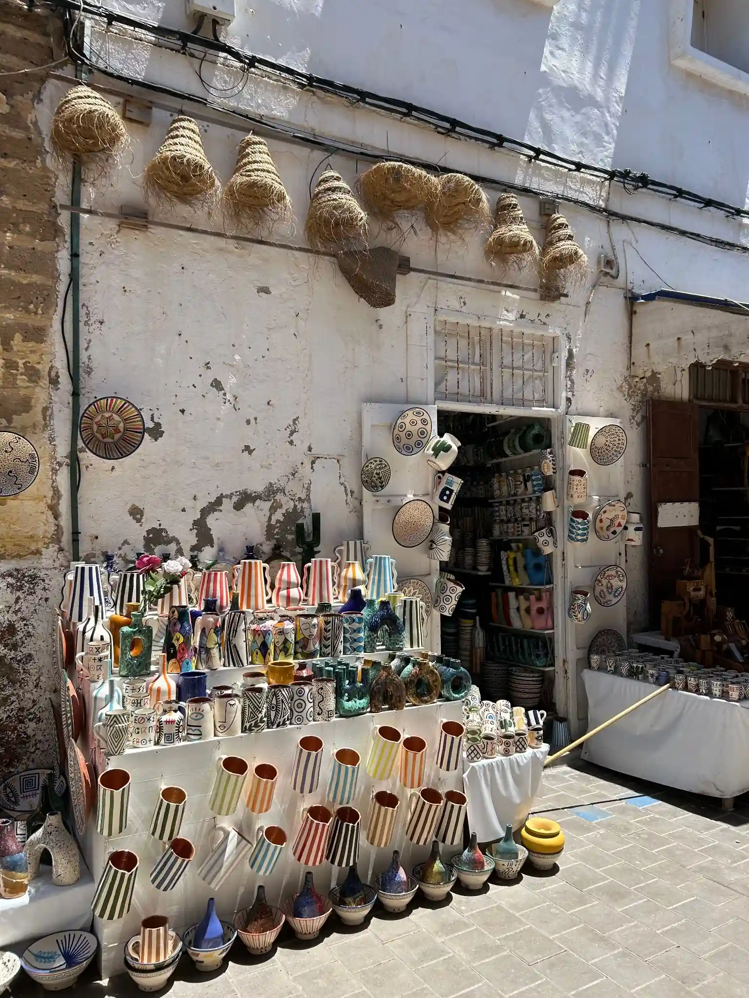 Fresh seafood market at Essaouira fishing harbour