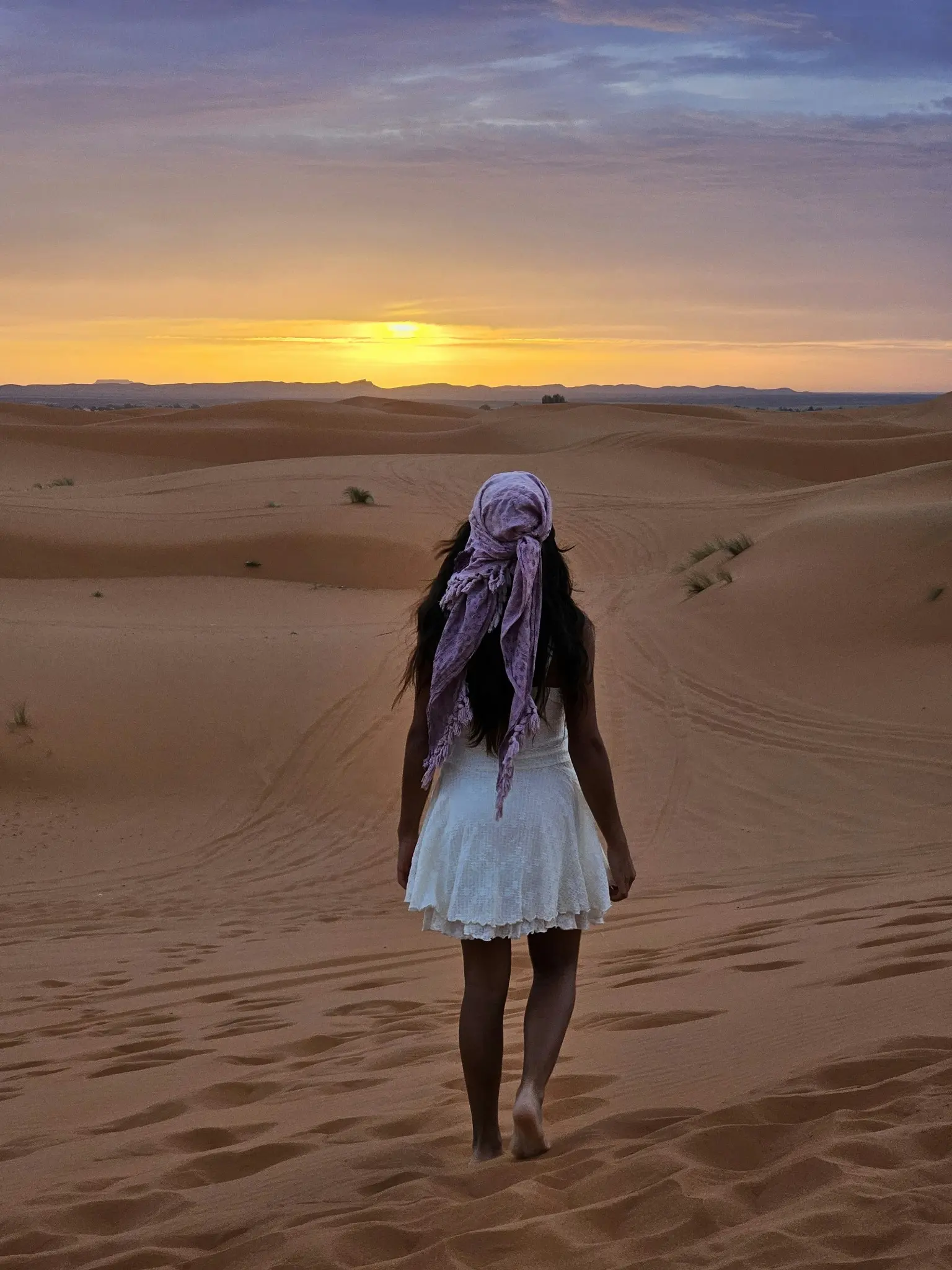 Merzouga Desert Tours exploring the golden Sahara dunes with camels at sunset