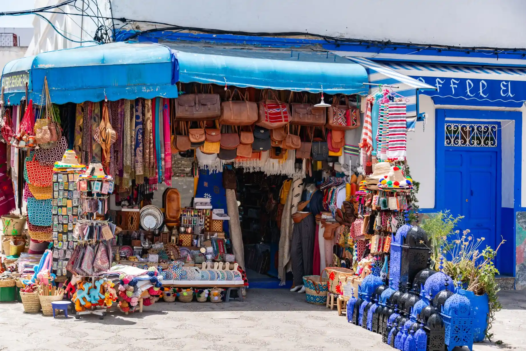 Picturesque courtyard in Chefchaouen Morocco
