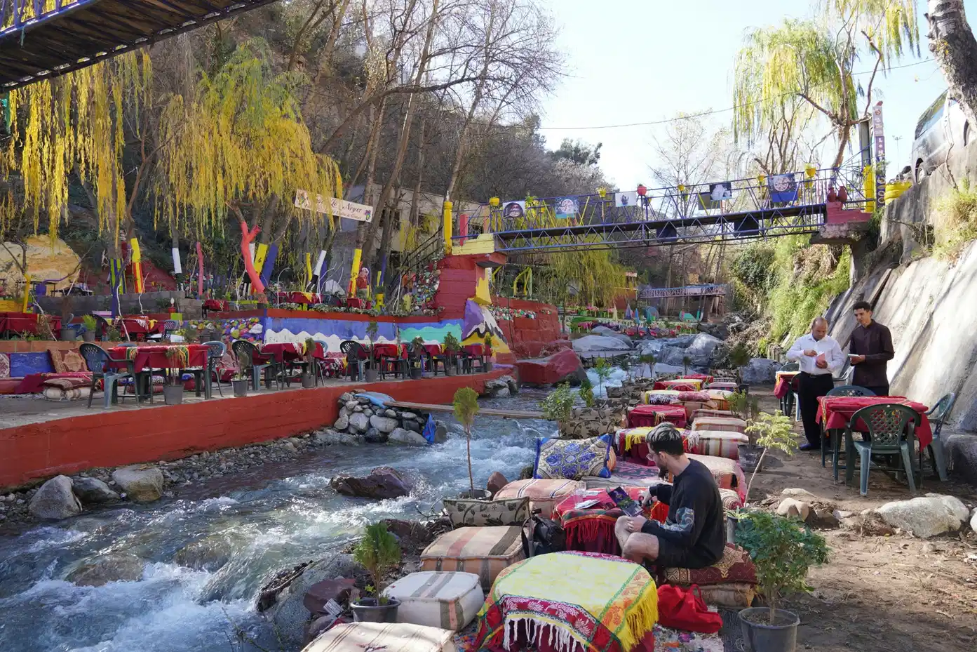 River and waterfall in the Ourika Valley near Marrakech, Morocco