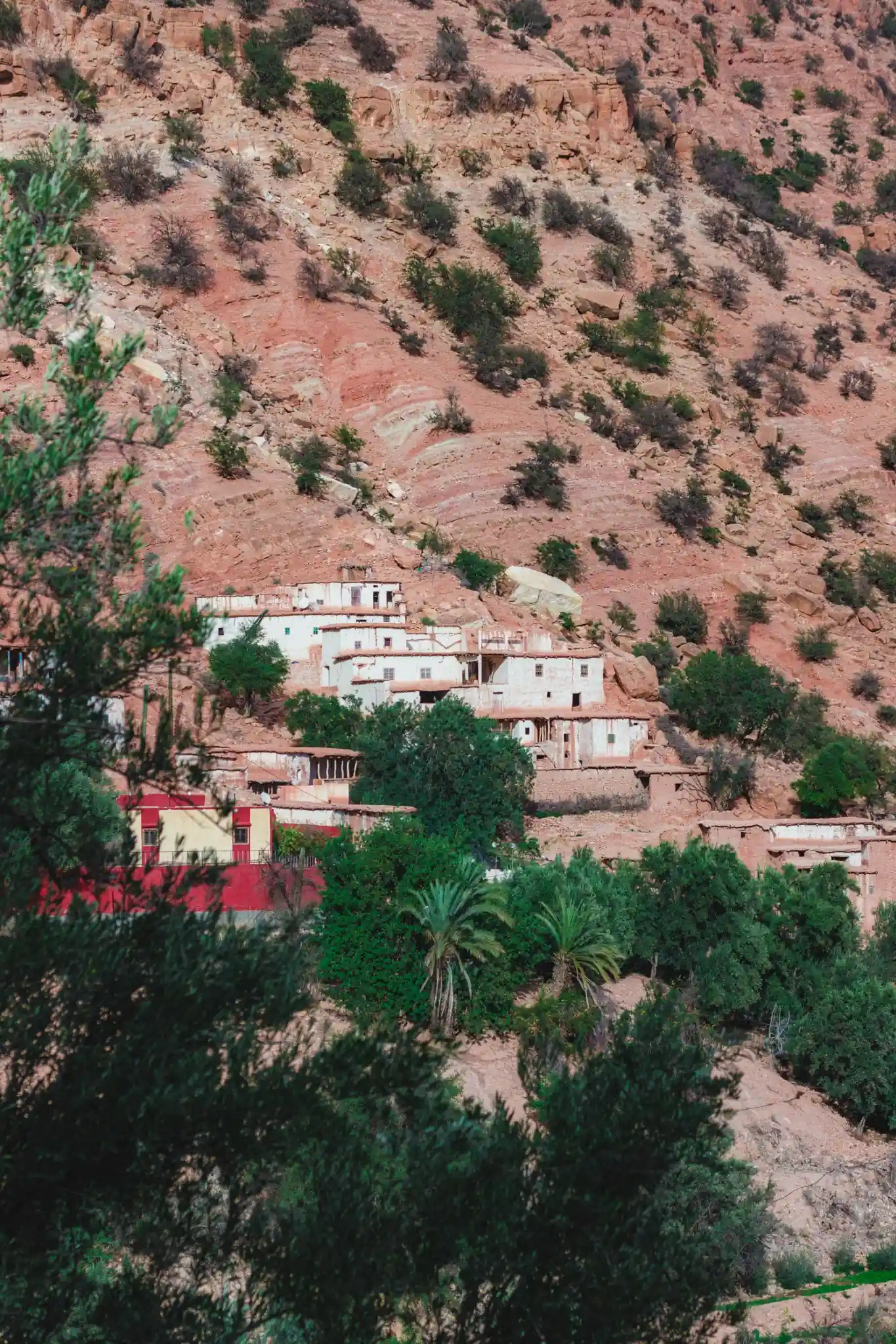 Terraced fields and Berber houses in the Imlil valley, High Atlas