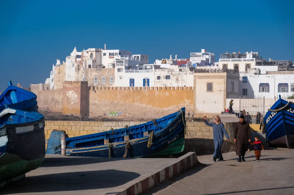 all Morocco tours-Whitewashed ramparts and fishing port of Essaouira on the Atlantic coast